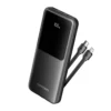 10000mAh Power Bank (Micro-USB + USB-C + USB-A + USB-A) w/ Built-in USB-C & Lightning Cables 22.5W Black LED Display