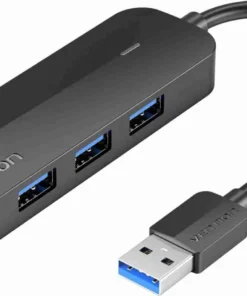 3-Port USB 3.0 Hub with Gigabit Ethernet Adapter 0.15M Black