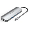 Vention USB-C MULTI-FUNCTIONAL 8 in 1 DOCKING STATION Type C HDMI/USB3.0 (3 PORTS)/RJ45/SD/TF/PD (100W) Docking Station 0.15M Gray Aluminum Alloy Type