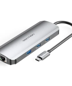 Vention USB-C MULTI-FUNCTIONAL 8 in 1 DOCKING STATION Type C HDMI/USB3.0 (3 PORTS)/RJ45/SD/TF/PD (100W) Docking Station 0.15M Gray Aluminum Alloy Type