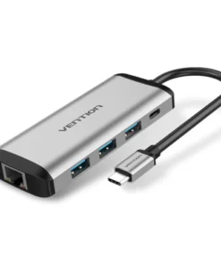 Vention USB-C TO GIGABYTE ETHERNET Adapter 0.15M Gray Aluminum Alloy Type Fast networking speed, fast download and upload speed Small and Portable USB 3.0 Gigabit ethernet Multiple devices compatible Plug and Play