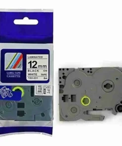12mm x 8m Black on white label tape