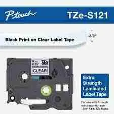 Brother laminated 9mm TZC-s121 black on clear Label Catridge Compatible