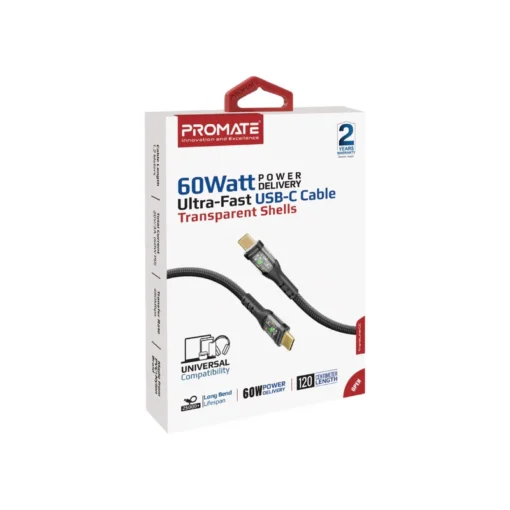 Promate 60W Power Delivery USB-C TRANSLINE-CC Cable