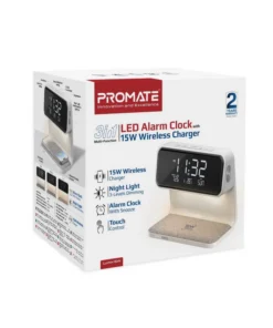 Promate Lumix-15W Multi-Function LED Alarm Clock