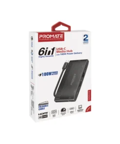 Promate  6-in-1 USB-C 100W Power Delivery MediaHub-C6