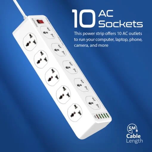 Promate PowerMatrix-3M 10AC Socket Space