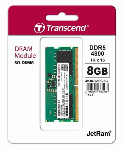 elivers 8GB capacity with 4800MHz speed, CL40 latency, 1Rx16 rank, and 1.1V voltage for laptops.