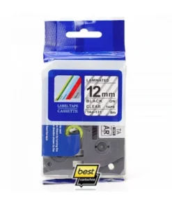 12mm x 8m Black on clear label tape
