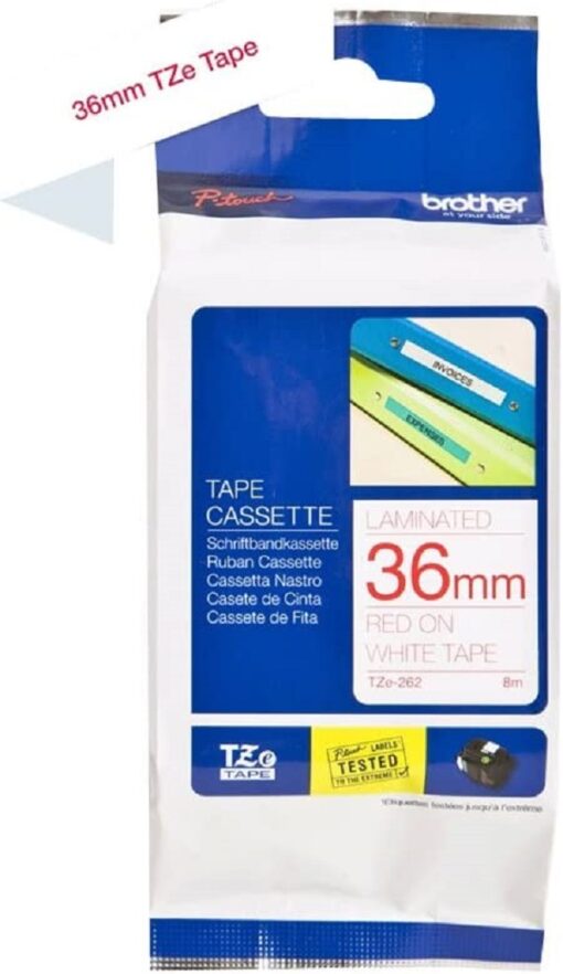 Brother Label Tape 36mm Red on White – TZE-262