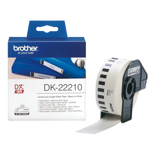 Continuous Paper Tape 29mm Black on White - DK-22210