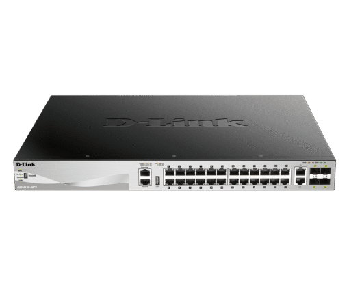 D-Link 24-Port Gigabit PoE Lite L3 Stackable Managed Switch with 10G Uplinks - DGS-3130-30PS