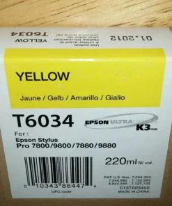 Epson T6034 Yellow Ink Cartridge (220ml) – Compatible with Epson Stylus Pro 7800 / 7880 / 9800 / 9880 (C13T563400 / C13T603400)