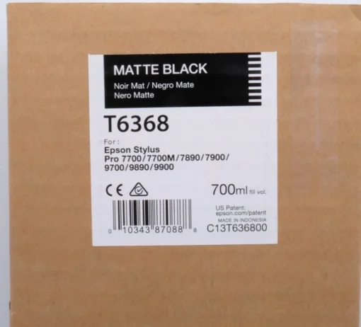 Epson T6368 Matte Black Ink Cartridge – 700ml – Compatible with Stylus Pro 7900/9900/7890/9890 – C13T636800