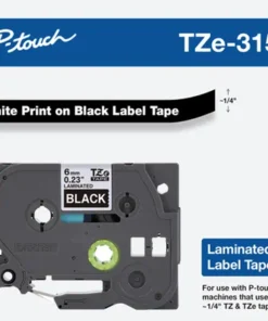 Label Tape 6mm White on Black – TZE-315