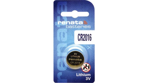 Renata CR2016 Lithium Battery 3V Single Pack