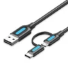 Vention USB 2.0 A Male to 2-in-1 Micro-B&USB-C Male 3A CQEHD